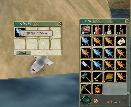 あまりに釣れなくて重量オーバーして何回か銀行呼んだ